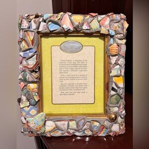 Mackenzie Childs 1980's Ceramic Shard Putty Jug Mixed Material 15 x 13" Frame